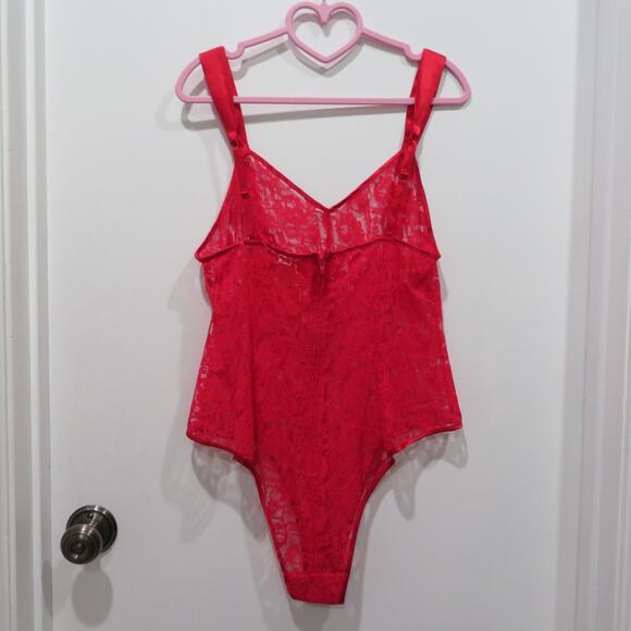 Victoria's Secret Womens Sz S Vintage Lace Nylon Bodysuit Teddy Floral Lace - Picture 2 of 9